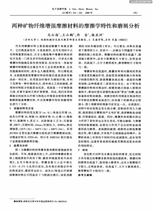 两种矿物纤维增强摩擦材料的摩擦学特性和磨屑分析