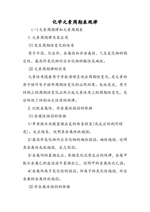 化学元素周期表规律