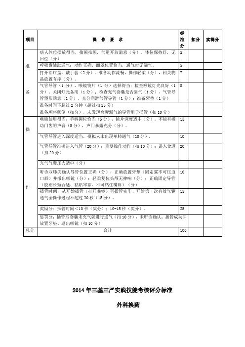 三基三严技能考试评分细则