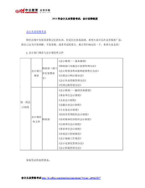 2014年会计从业资格考试：会计法律制度