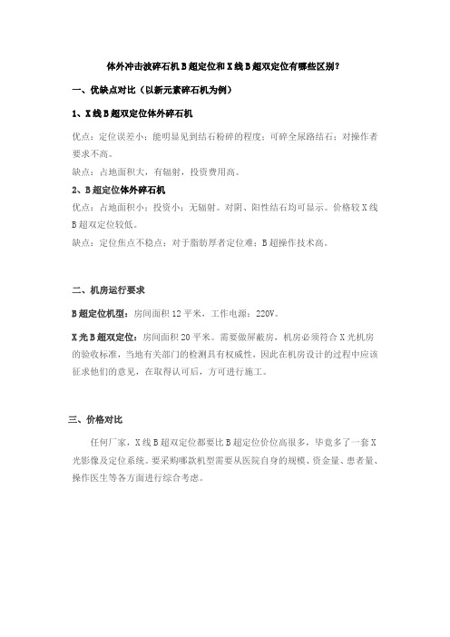 体外冲击波碎石机B超定位和X线B超双定位有哪些区别？