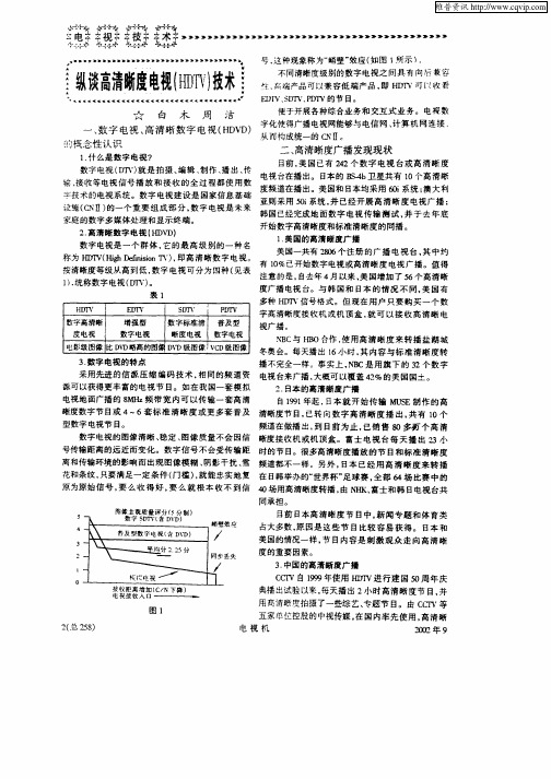 纵谈高清晰度电视(HDTV)技术