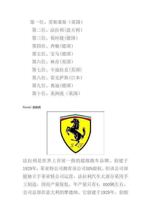 十大名车
