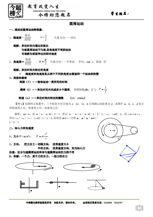 高考数学圆周运动综合复习(含知识点和例题详解)