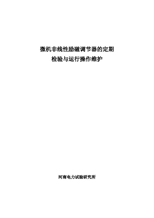 励磁调节器的定期检验与运行维护
