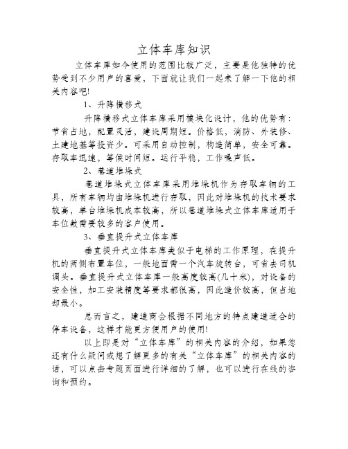 立体车库的建设形式和特点