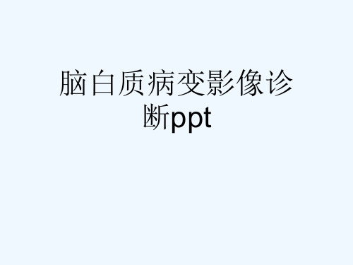 脑白质病变影像诊断ppt[可修改版ppt]