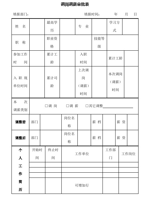 公司调岗调薪审批表(2023版)