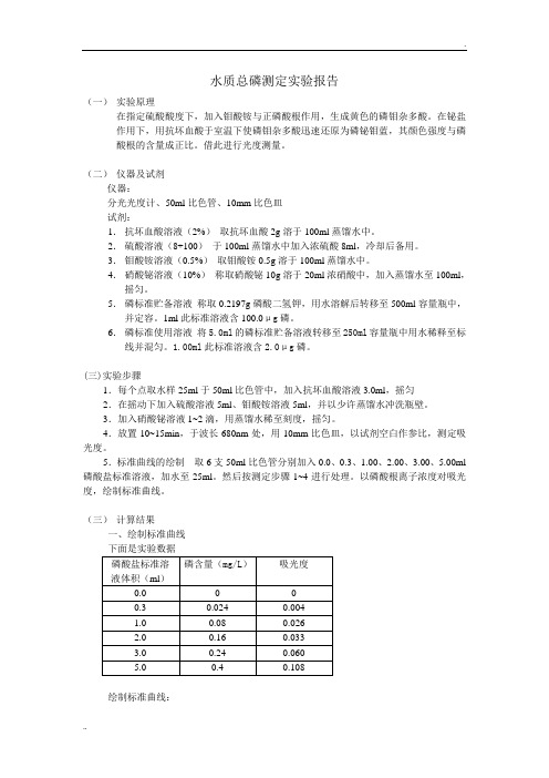 水质总磷测定实验报告