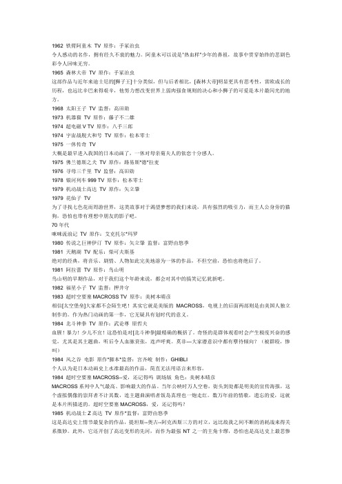 20世纪动漫大全
