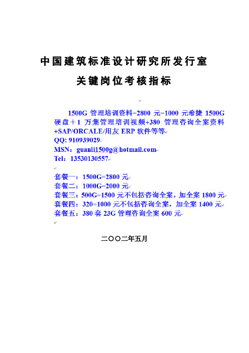 03中国建筑标准设计研究所发行室关键岗位考核指标.