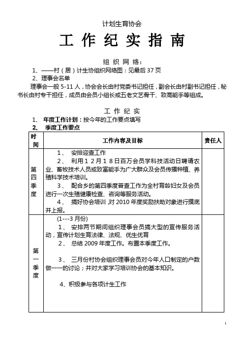 计划生育协会工作记录1
