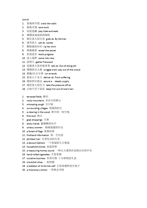基础英语Unit 6词组
