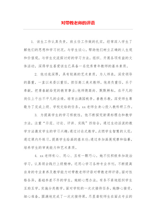 对带教老师的评语