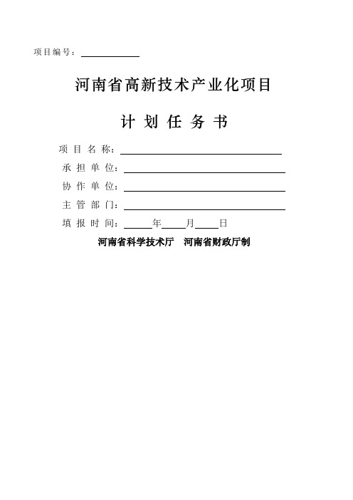 河南省高新技术产业化项目计划任务书-11页word资料
