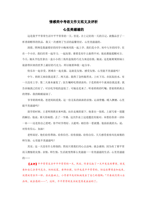 情感类中考语文作文范文及评析