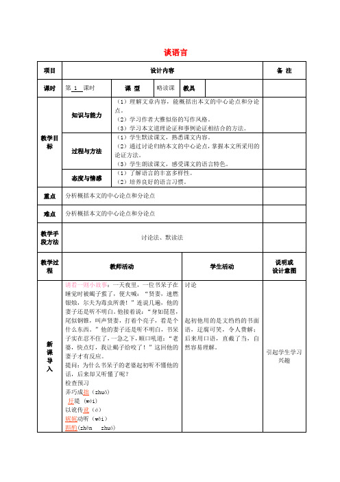 【最新精选】语文版初中语文八上《10谈语言》word教案 (1)