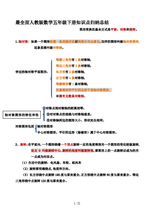 最全面人教版数学五年级下册知识点归纳总结