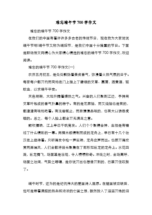 新编整理难忘端午节700字作文