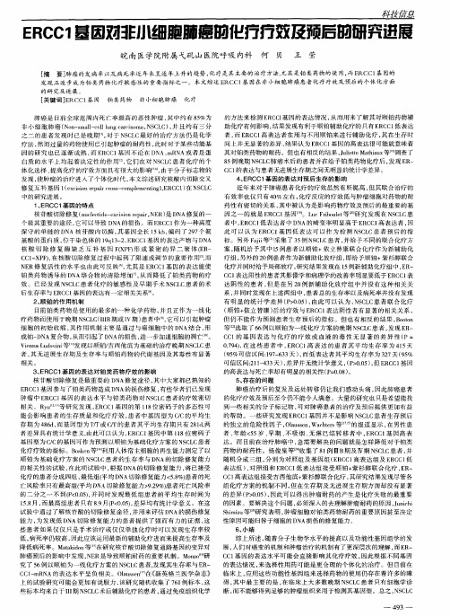 ERCC1基因对非小细胞肺癌的化疗疗效及预后的研究进展