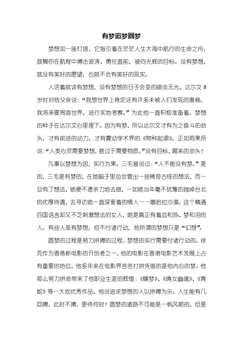 高一作文：有梦追梦圆梦作文800字
