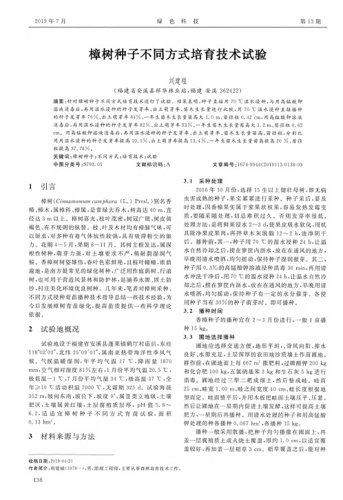 樟树种子不同方式培育技术试验