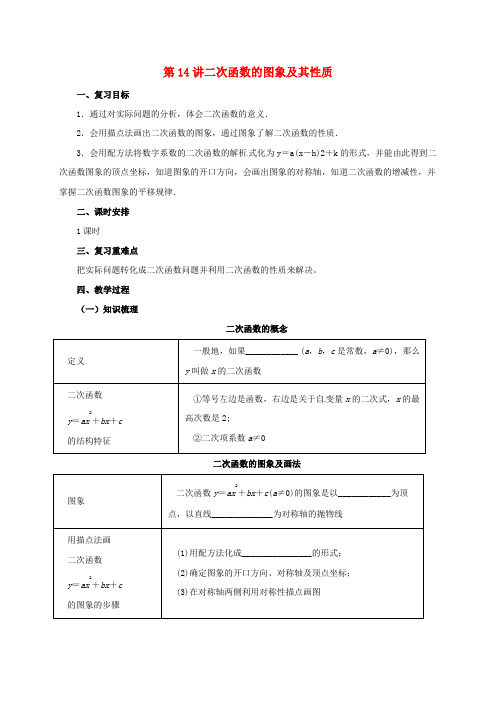 中考数学一轮复习二次函数的图象及其性质教案