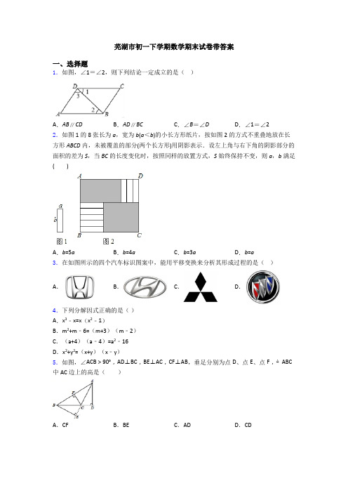 芜湖市初一下学期数学期末试卷带答案