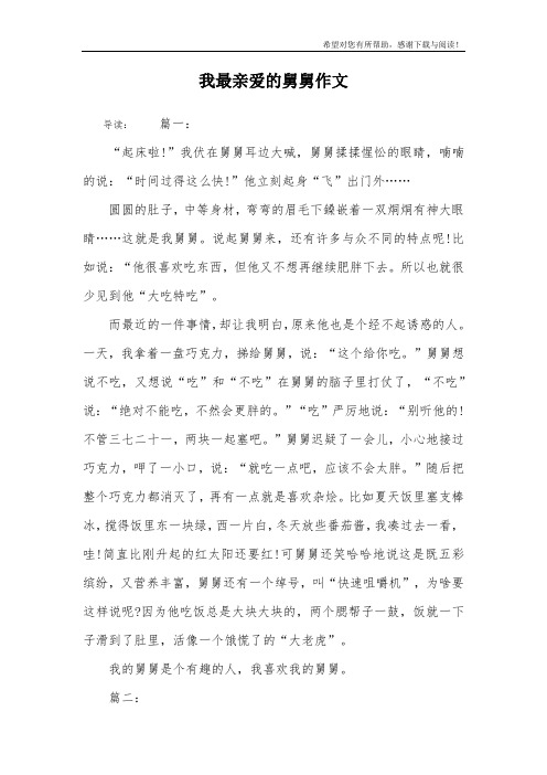 我最亲爱的舅舅作文