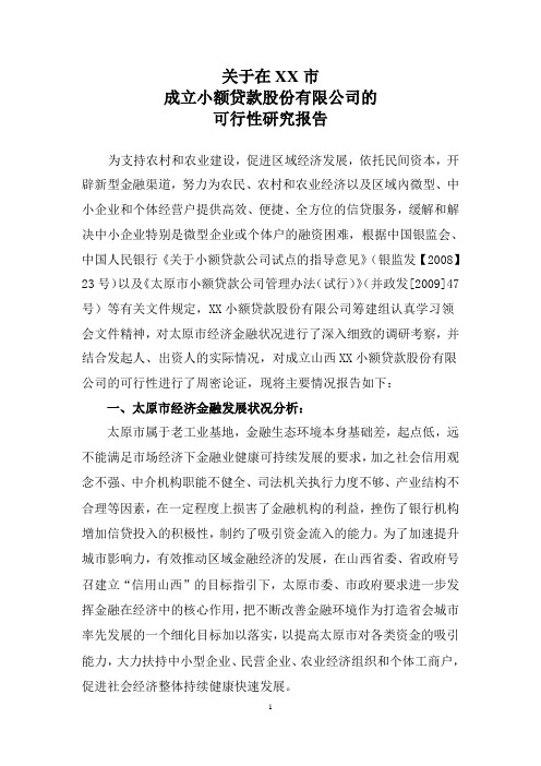 小额贷款公司可研报告
