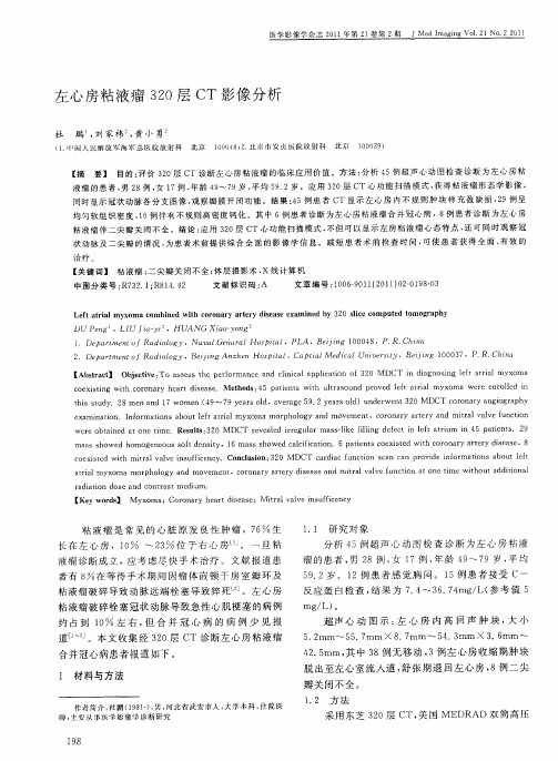 左心房粘液瘤320层CT影像分析