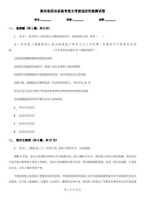 陕西省武功县高考语文考前适应性检测试卷