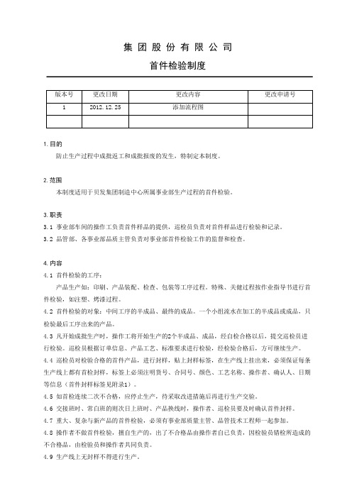 产品首件检验制度