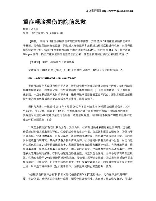 重症颅脑损伤的院前急救