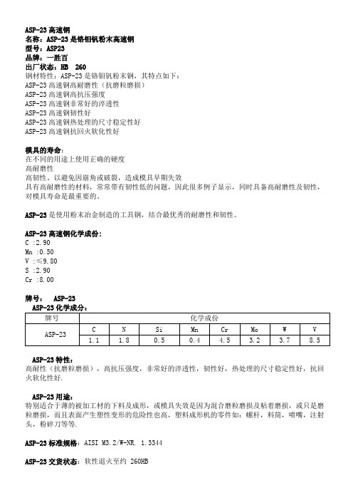 ASP-23成分及性能