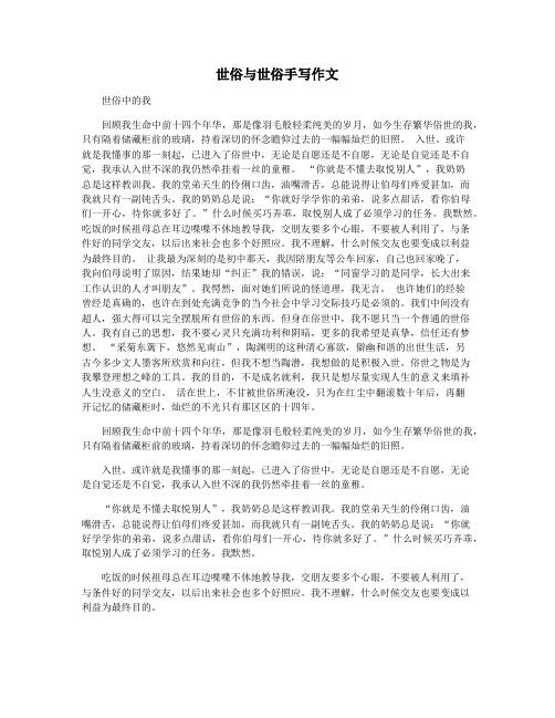 世俗与世俗手写作文