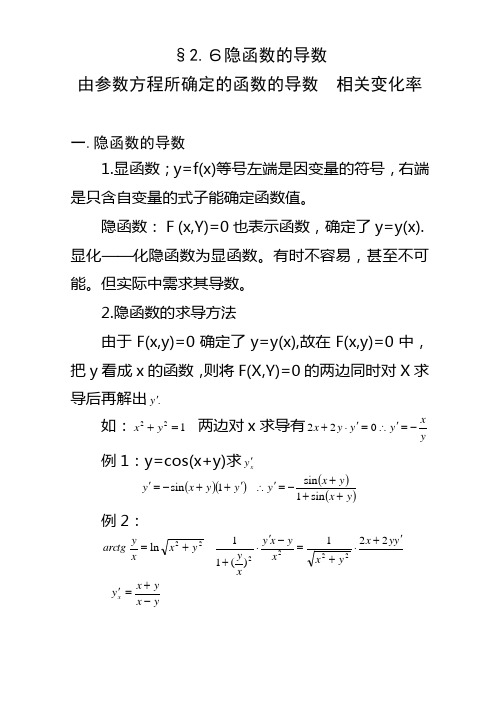 隐函数的导数 