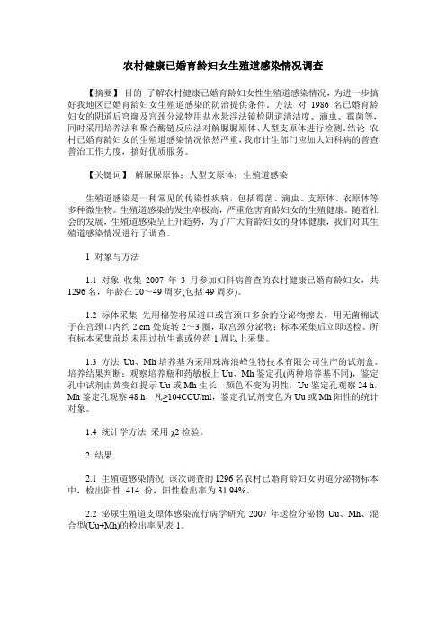 农村健康已婚育龄妇女生殖道感染情况调查