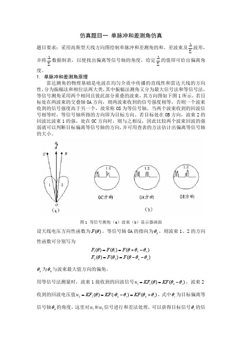 仿真题目一 单脉冲和差测角仿真