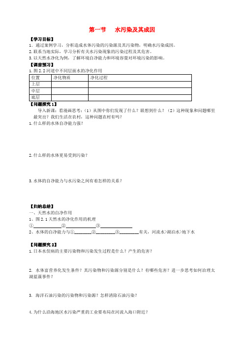 河南省安阳市高中地理(人教版 选修6)：教案+学案+课件+练习 《水污染及其成因》学案 新人教版选修6