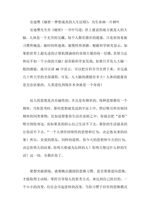 安迪樊《秘密—梦想成真的人生法则》：为生命画一片树叶