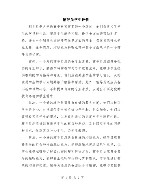 辅导员学生评价