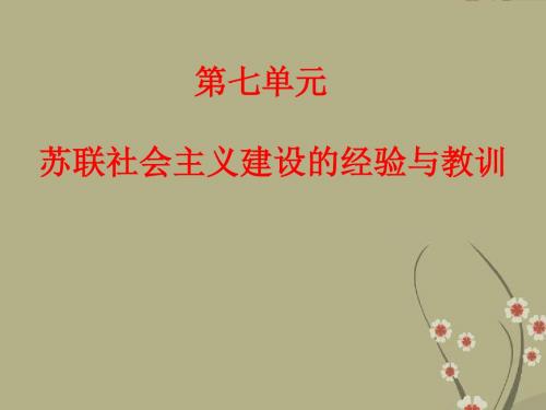 浙江省建德市寿昌中学高三历史第一轮复习 苏联社会主义建设的经验与教训课件