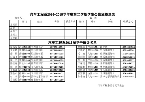 值班考勤表