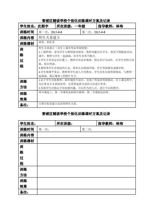 个别化训练课时方案及记录