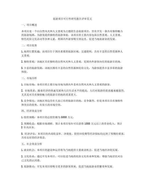 旅游项目可行性研究报告评审范文