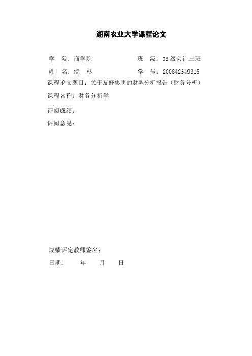 关于友好集团的财务分析报告.doc