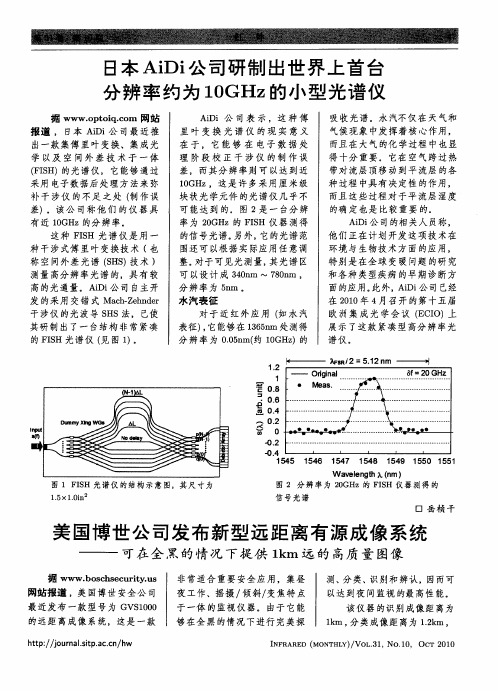 日本AiDi公司研制出世界上首台分辨率约为10GHz的小型光谱仪