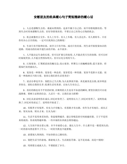 安慰朋友的经典暖心句子简短精辟的暖心话
