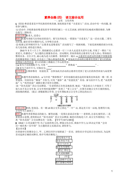 (课标通用)安徽省2019年中考语文总复习素养全练4语文综合运用